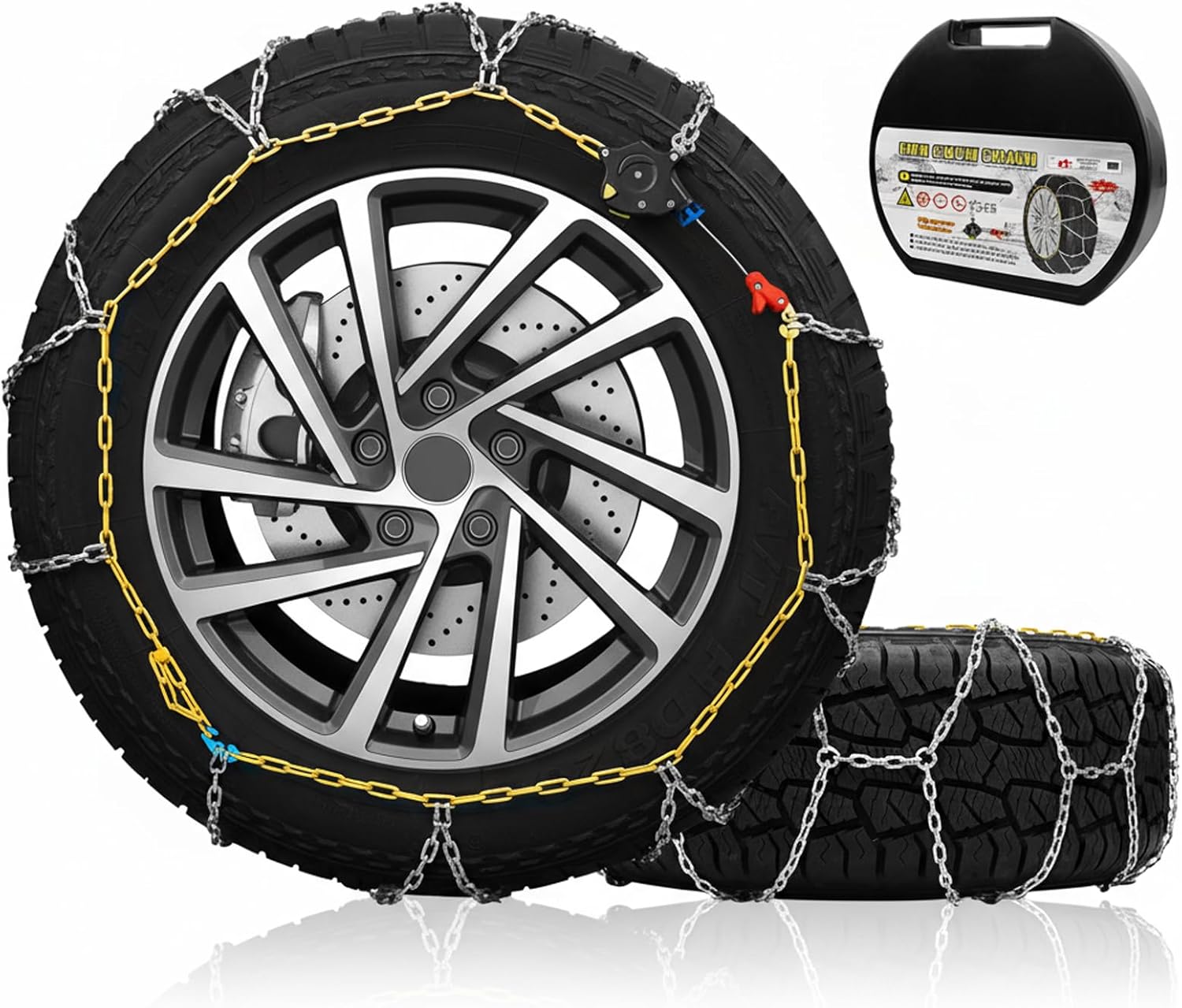 Installing NITEVIZ auto tightening snow chains on a car tire