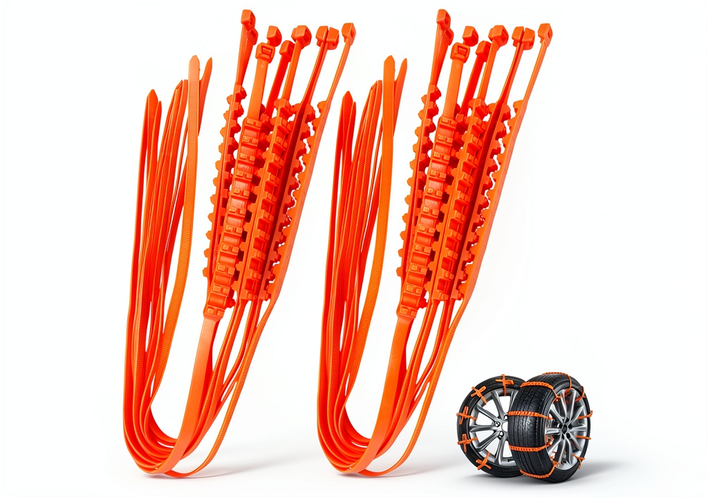 BuleVina Anti-Slip Tire Zip Chains on a snowy road