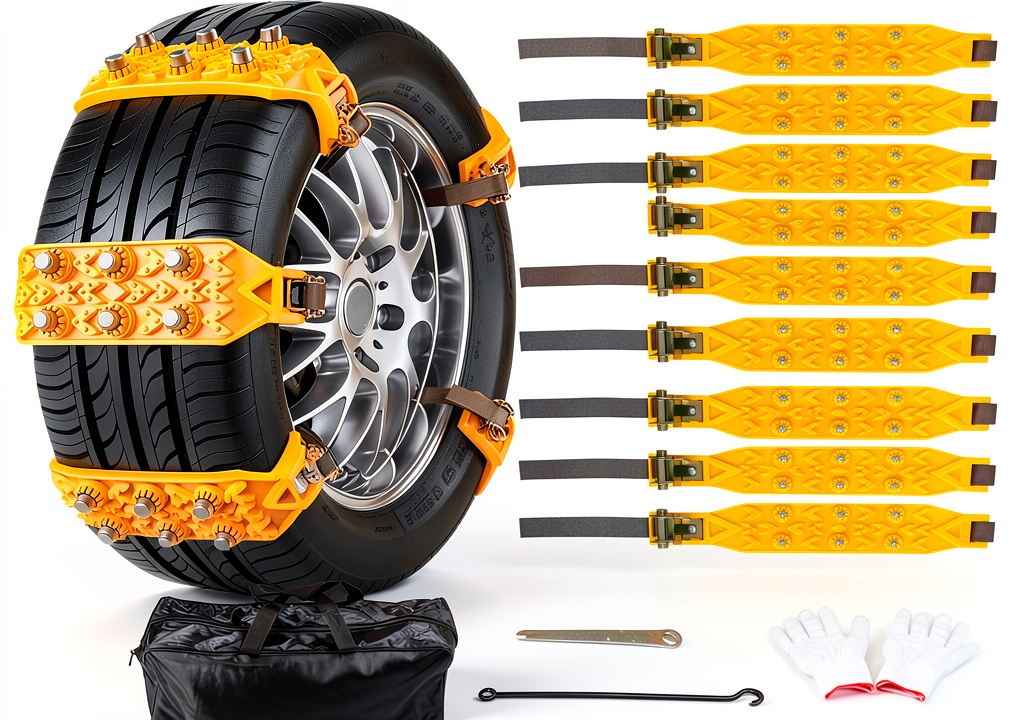 weideke snow chains on a car tire